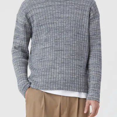 Closed Crew Neck Ribbed Jumper In Ash Grey