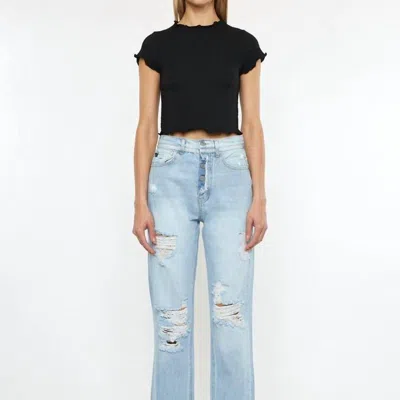 Kancan Paula 90's Straight Fit Jeans In Light Wash In Blue