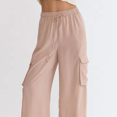 Entro Women's Wide Leg Cargo Pants In Light Taupe In Brown