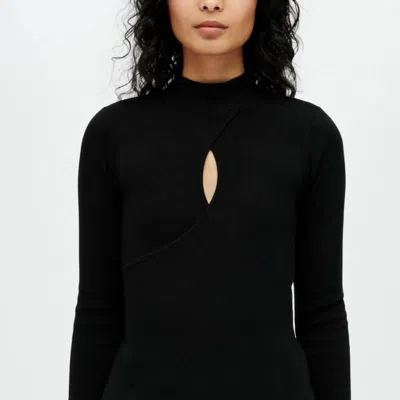 Re/done Keyhole Mock Neck Top In Black