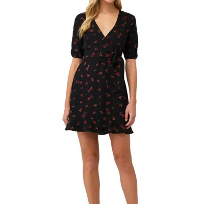 1.state Cinched Sleeve Woodland Ditsy Wrap Dress In Black Cherry