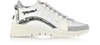 DSQUARED2 WHITE AND SILVER MIRROR LEATHER WOMEN'S SNEAKERS