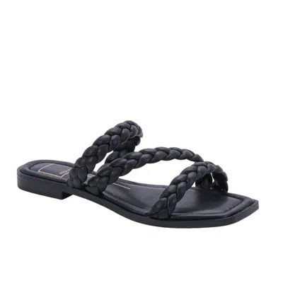 Dolce Vita Iman Womens Braided Slip On Slide Sandals In Black