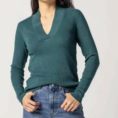 Lilla P Long Sleeve Shawl Neck In Everglade In Green