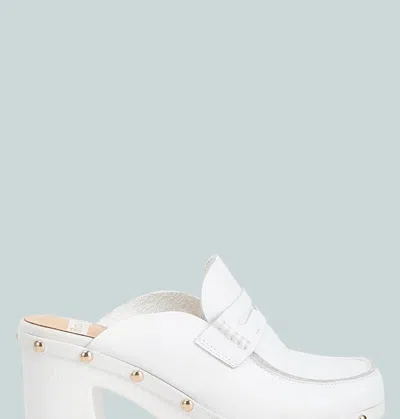 Rag & Co Lyrac Recycled Leather Platform Clogs In White