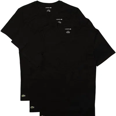Lacoste Men's Slim Fit V-neck T-shirts Undershirts - 3 Pack In Black