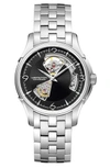 Hamilton Men's Jazzmaster Open Heart Auto Stainless Steel Bracelet Watch In Silver/ Black/ Silver