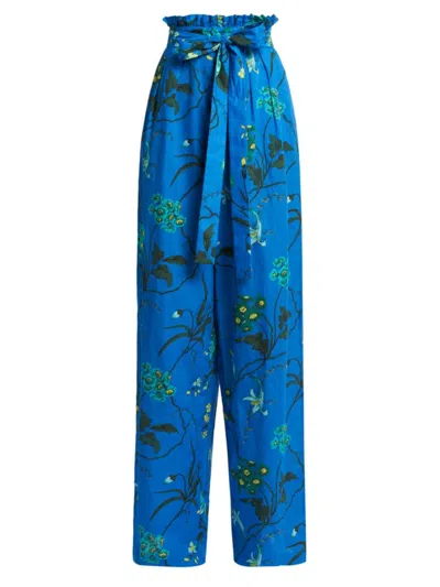 Erdem Floral-print Wide-leg Trousers In Blue