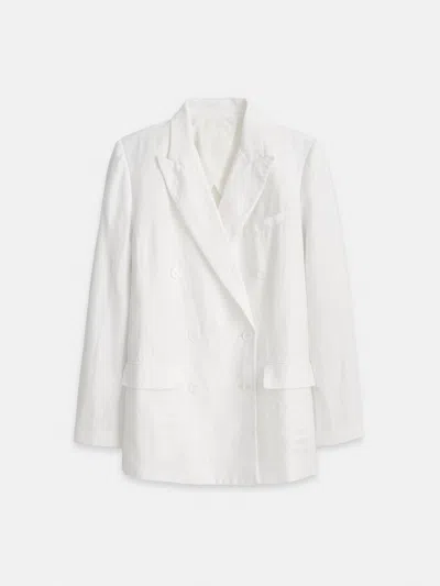 Alex Mill Anna Double Breasted Blazer In Linen In Off White