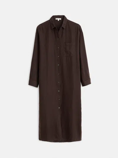Alex Mill Kerry Shirtdress In Linen In Dark Brown