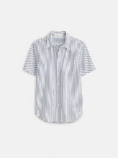 Alex Mill Short Sleeve Mill Shirt In Ticking Stripe In Ivory/blue/navy Stripe