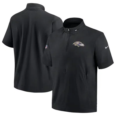 Nike Men's Sideline Coach (nfl Baltimore Ravens) Short-sleeve Jacket In Black