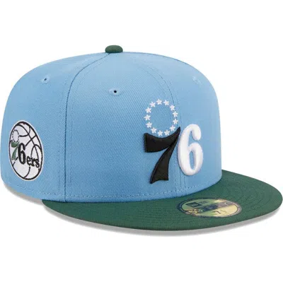 New Era Men's  Light Blue, Green Philadelphia 76ers Two-tone 59fifty Fitted Hat In Light Blue,green