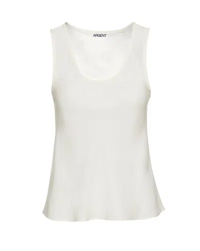 Argent Tank In Matte-side Silk Charmeuse In Ivory