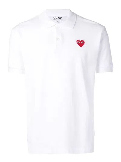 Comme Des Garçons Embroidered Cotton Polo In White
