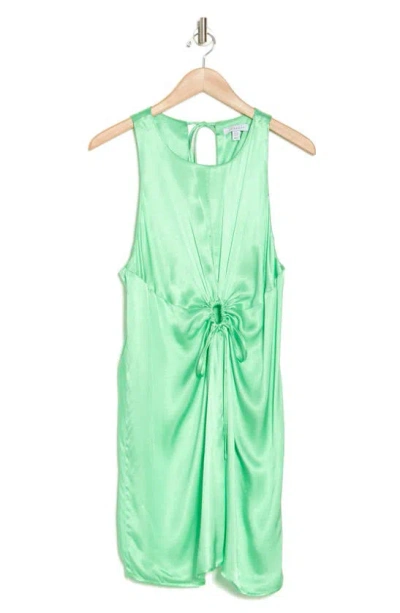 Topshop Satin Cut Out Ruch Mini Dress In Apple-green