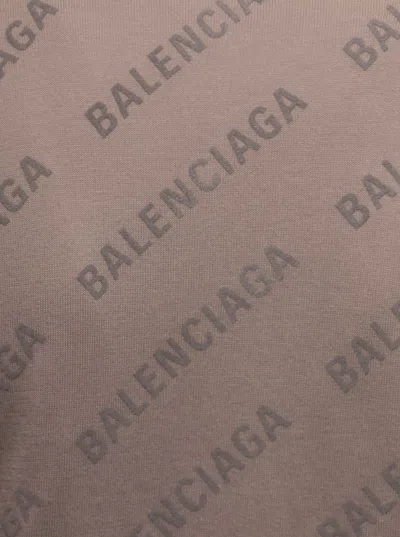 Balenciaga Allover Logo Cotton Cardigan In Beige