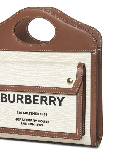 Burberry Pocket Mini Handbag In Leather Brown