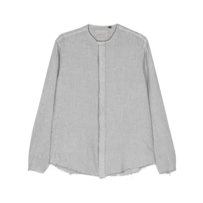 Costumein Frayed-edge Linen Shirt In Grey