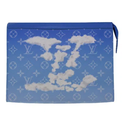 Pre-owned Louis Vuitton Pochette Voyage Canvas Clutch Bag () In Blue