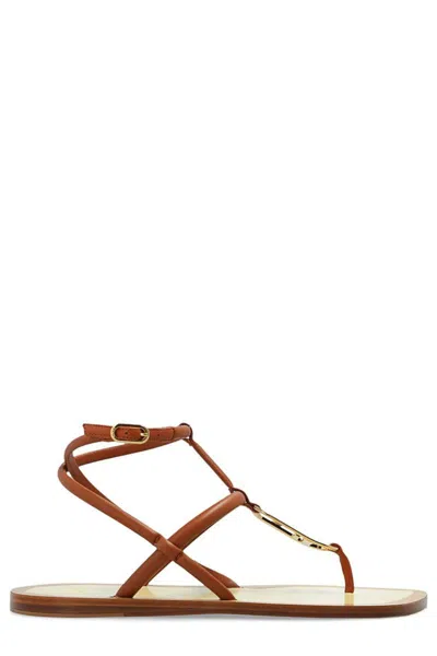 Fendi O'lock Thong Sandals In Brown