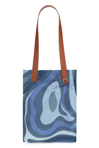Pucci Medium Nylon Tote Bag In Blue