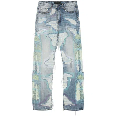 Who Decides War Distressed Straight-leg Jeans In Blue