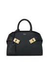 Ferragamo Hug Gancini Leather Top-handle Bag In Nero