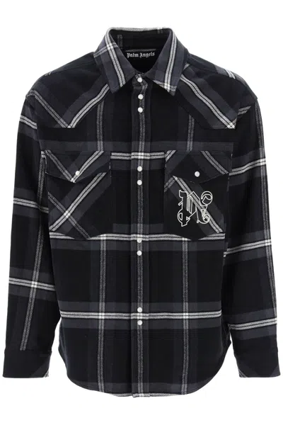 Palm Angels Check Flannel Overshirt Men In Multicolor