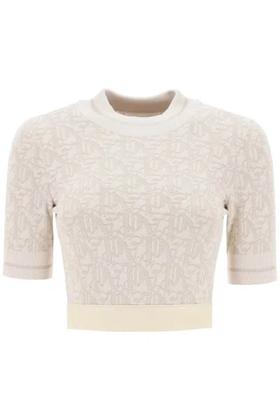 Palm Angels Monogram Cropped Top In Lurex Knit Women In Multicolor