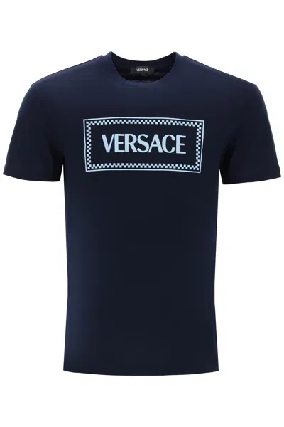Versace Embroidered Logo T-shirt Men In Multicolor