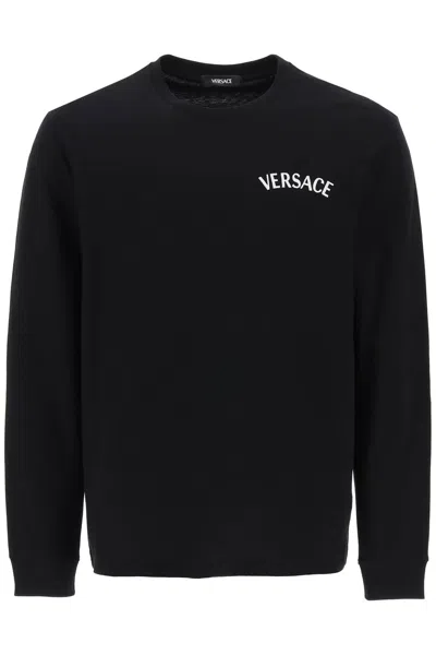 Versace Milano Stamp Long-sleeved T-shirt Men In Black