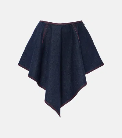 Alaïa Triangle Asymmetric Denim Miniskirt In Blau
