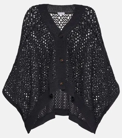 Brunello Cucinelli Open-knit Cotton-blend Cardigan In Black