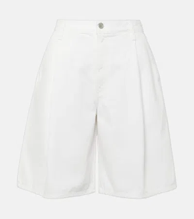 Agolde Ellis Mid-rise Denim Bermuda Shorts In White