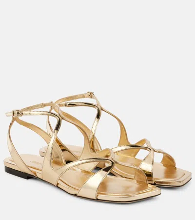 Jimmy Choo Ayla Metallic Leather Ankle-strap Sandals In Silver