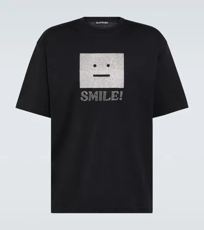 Acne Studios Face Cotton Jersey T-shirt In Black