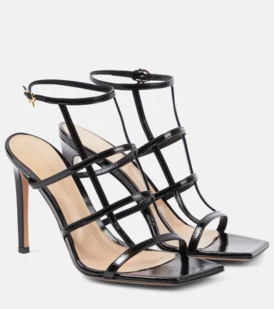 Gianvito Rossi 95 Glossed-leather Sandals In Black