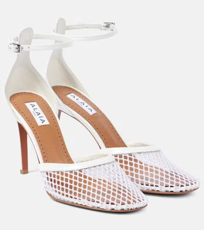 Alaïa Leather-trimmed Mesh Pumps In White