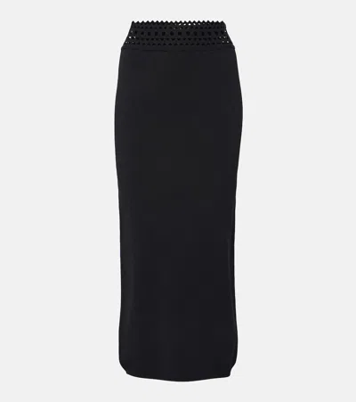 Alaïa Viennen Jersey Midi Skirt In Black