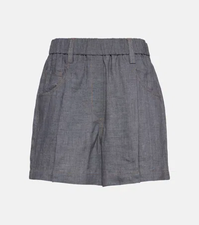 Brunello Cucinelli Linen Shorts In Gray