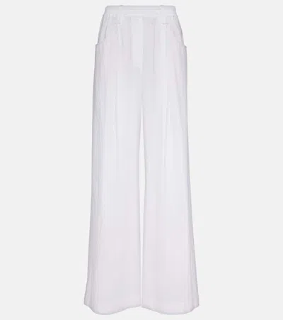 Brunello Cucinelli High-rise Cotton Wide-leg Pants In White