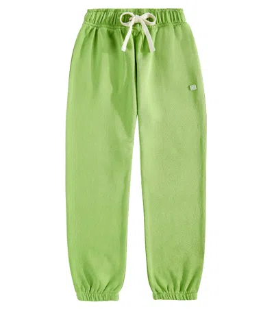 Acne Studios Kids' Frack Face Cotton Sweatpants In Green