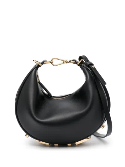 Fendi Graphy Mini Leather Shoulder Bag In Black