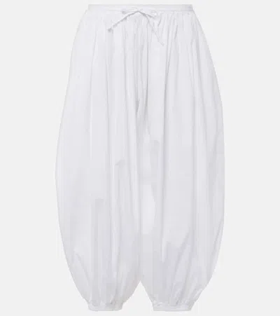 Alaïa Pleated Cotton Poplin Wide-leg Trousers In White