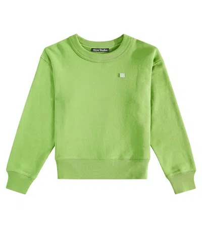 Acne Studios Kids' Fairah Face Cotton Jersey Sweatshirt In Green