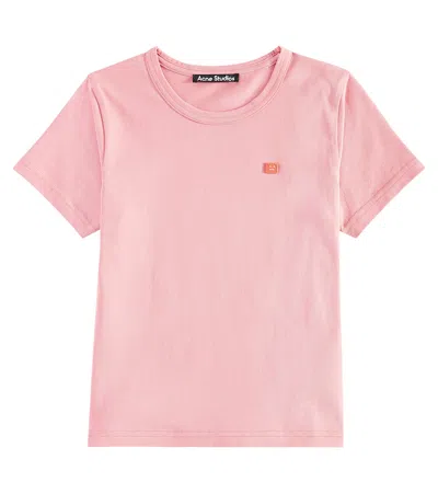Acne Studios Kids' Nash Face Cotton Jersey T-shirt In Pink