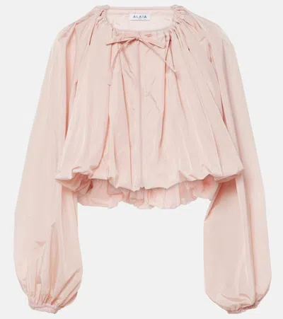 Alaïa Pleated Cropped Jacket In Pink