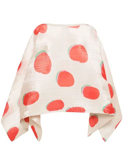 Issey Miyake Bean Dots Madame-t Pleated Scarf In Red