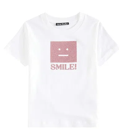 Acne Studios Kids' Nash Face Cotton Jersey T-shirt In White